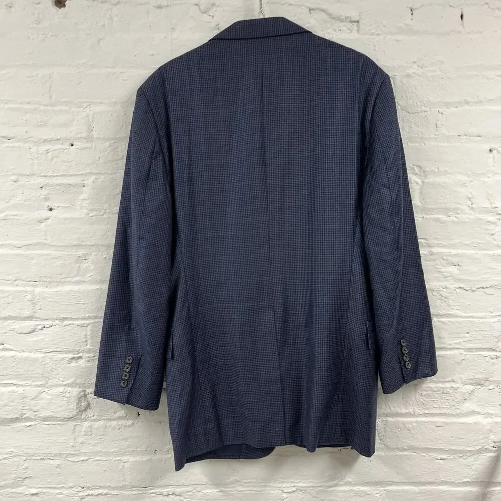 Brooks Brothers Blazer Mens 44R Blue Check Regent Fit Wool Sport Coat Reda Italy
